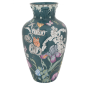 Ginori Giardino Dell'Iris Tall Vase w/ Relief Decor Leaf